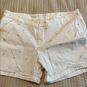 Gold foil print bee shorts Plus Size 20W